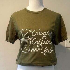 Jerzees Olive Green Cowgirl Caffeine Club T-Shirt